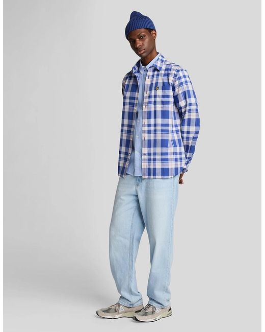 Lyle & Scott Blue Short Sleeve Oxford Shirt for men