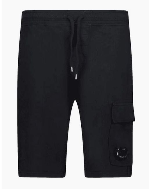 C P Company Blue Light Fleece Lens Pocket Cargo Shorts for men