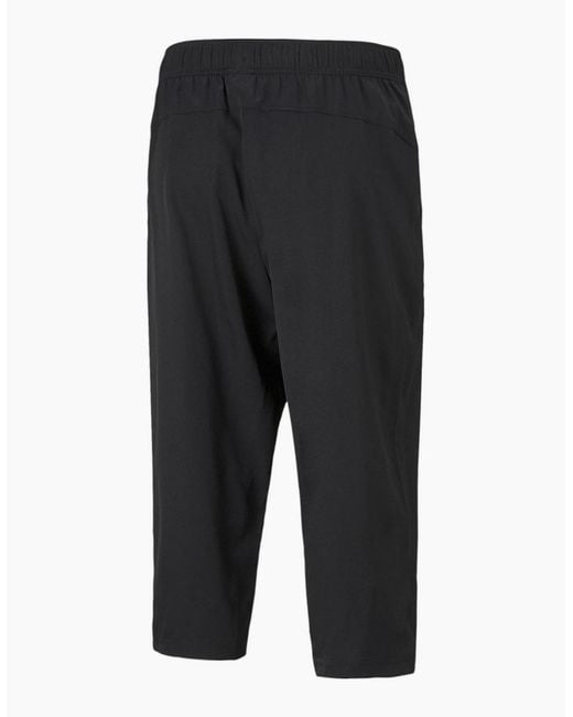 PUMA Black Active Woven Three Quarterpants Tracksuit Bottom for men