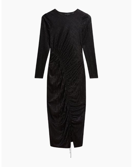 Ted Baker Black Sherlay Jacquard T Bodycon Gathered Dress