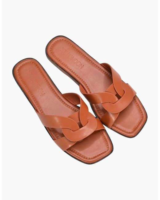 XY London Brown Ladies Charley Open Toe Sliders