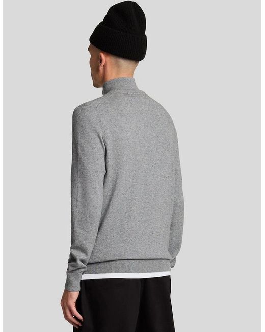 Lyle & Scott Gray Cotton Merino 1/4 Zip Jumper for men