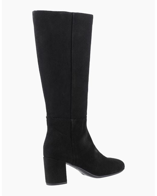 Hush Puppies Black Oprah Suede Long Leather Heeled Knee High Boots