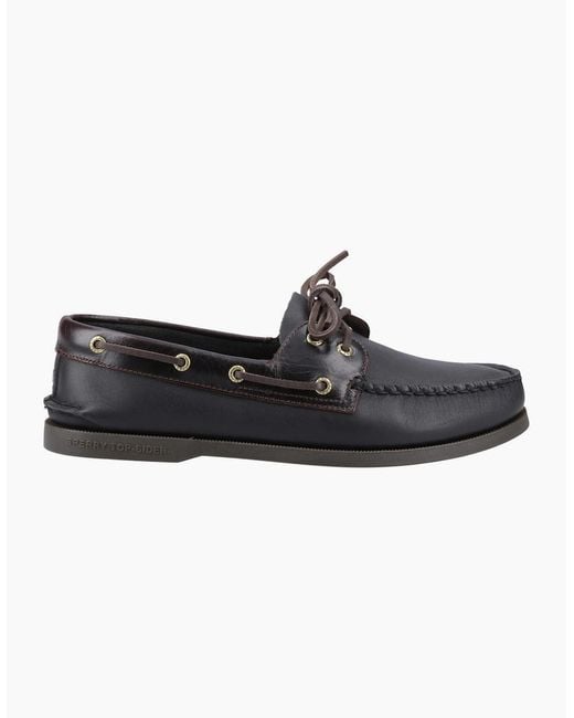 Sperry Top-Sider Black Sperry Authentic 2 Eye Leather Amaretto/ Boat Shoes for men