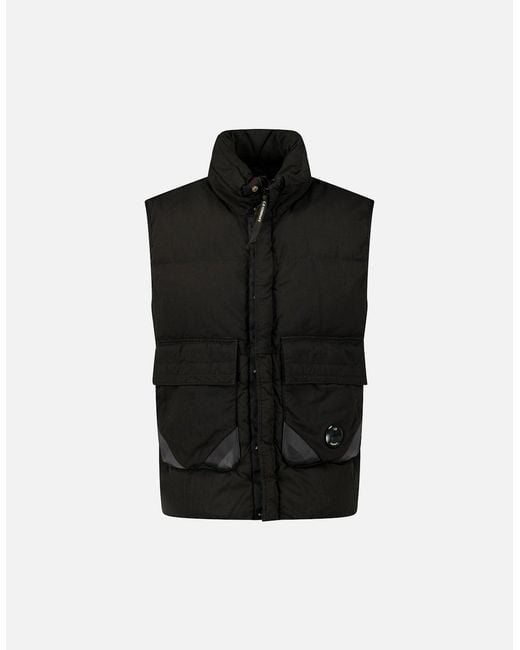 C P Company Black Lens Garment Dyed Eco-Chrome R Gilet for men