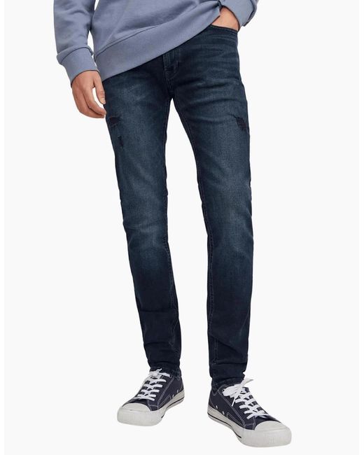 Jack & Jones Blue Liam Original Akm 004 Skinny Fit Jeans for men