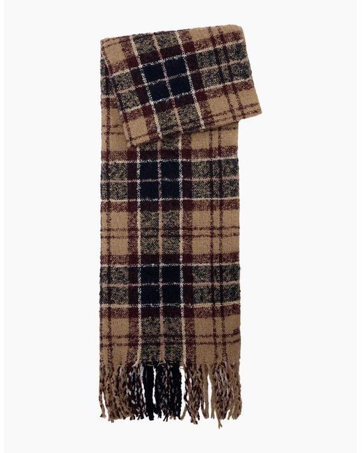 Barbour Natural Saltburn Beanie & Tartan Scarf Set
