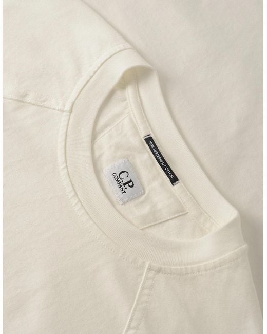 C P Company White 30/2 Heavy Cotton Lens T Shirt for men