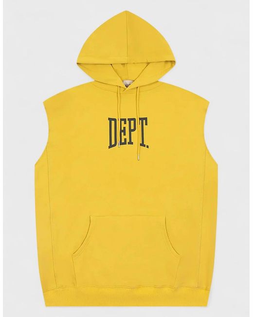 GALLERY DEPT. Yellow Gym Cut Off Sleeveless Hoodie for men