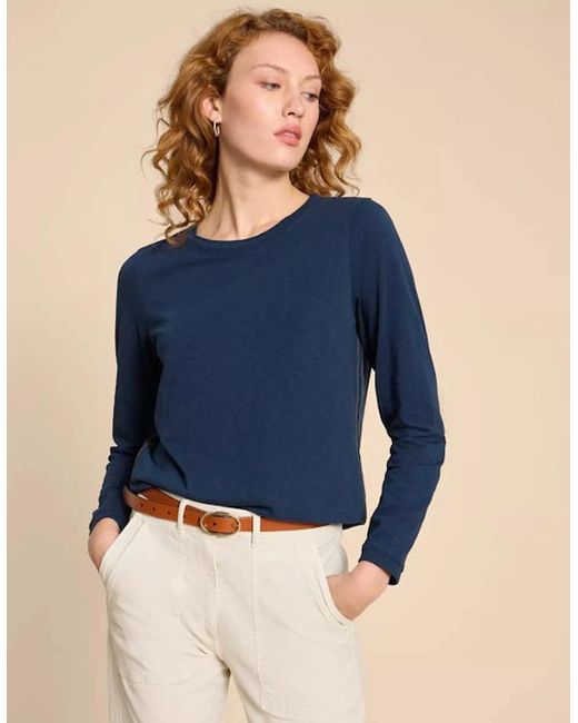 White Stuff Blue Clara Long Sleeve Tee Dark