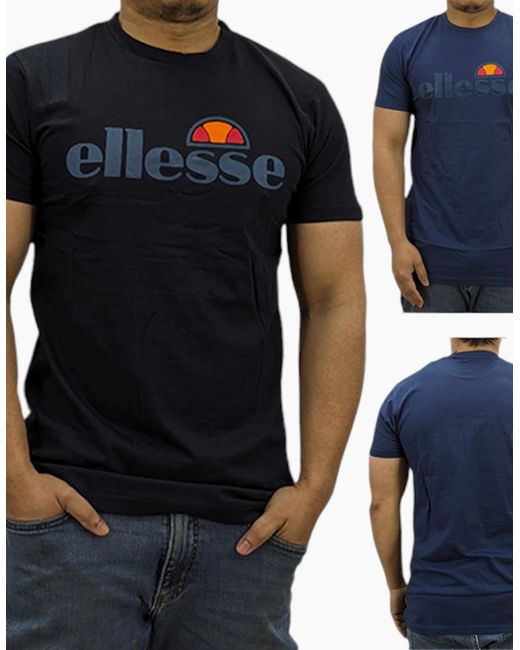 Ellesse Black Giniti T Shirt Crew Neck Short Sleeve Cotton Top Summer Holiday Tee for men