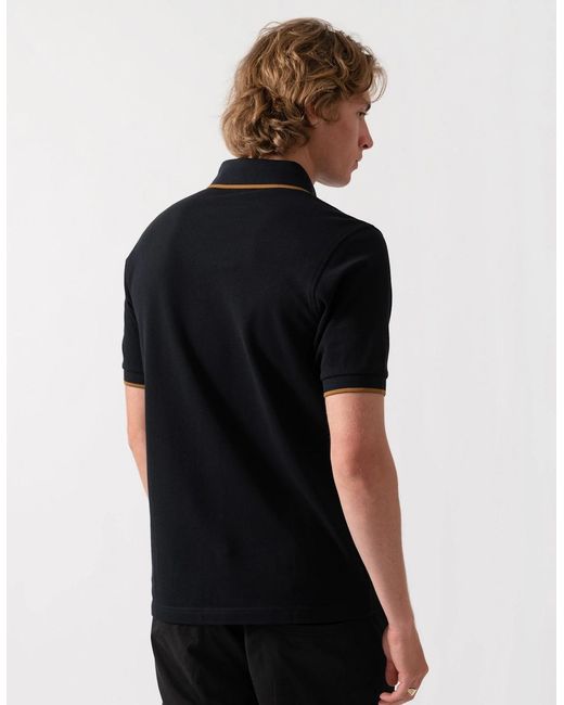 Fred Perry Black Collar Stand Polo Shirt for men