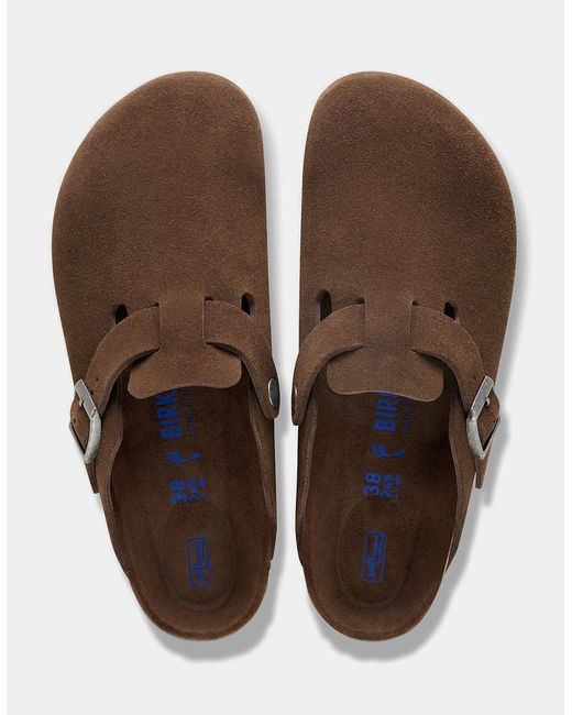 Birkenstock Boston Brown Suede Leather Tonal Footbed Clogs