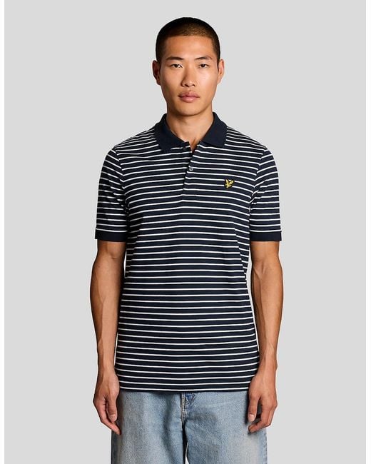 Lyle & Scott Blue Pique Breton Polo Shirt for men