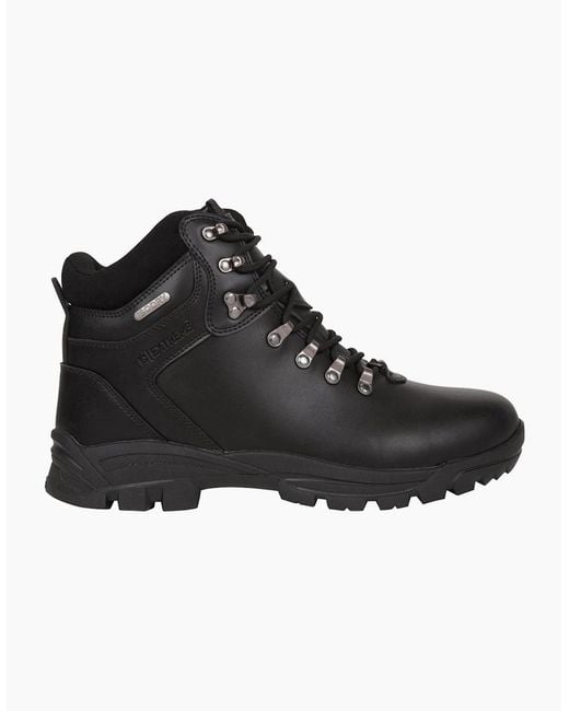 Mountain Warehouse Black Latitude Ii Extreme Leather Waterproof Walking Boots for men