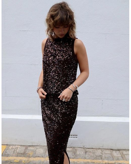 Marella Brown Filly Sequin Top