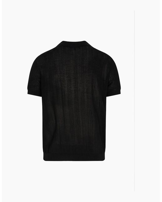 Emporio Armani Black Knitted Polo for men