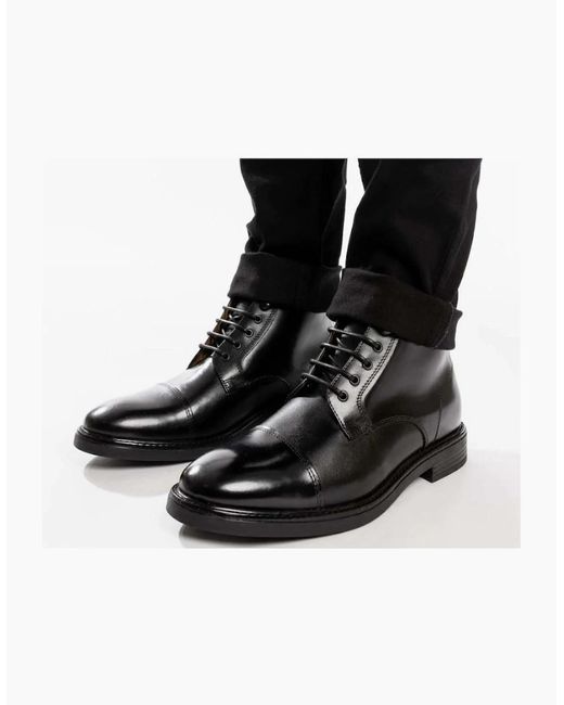 Base London Black London Plymouth Toe Cap Boot for men