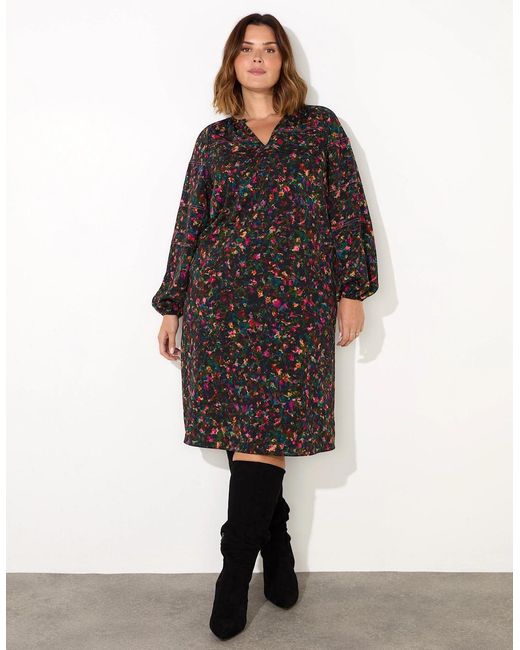 Live Unlimited London Multicolor Colour Ditsy Midi Dress