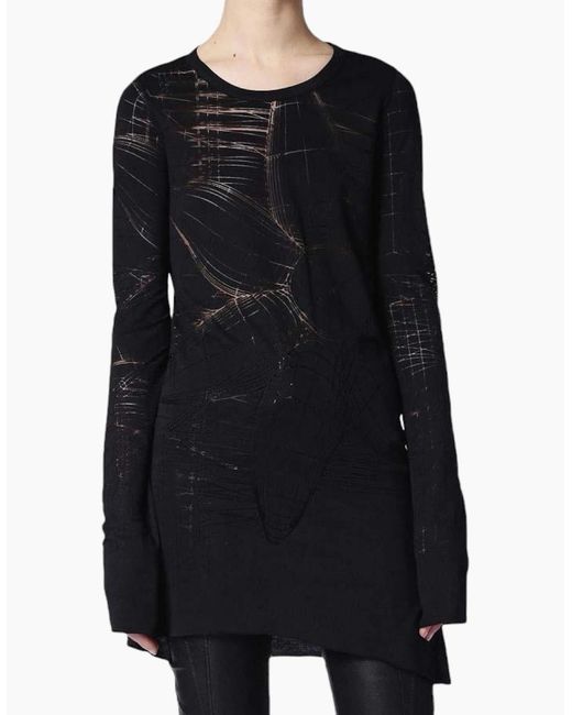 DIESEL Black T Charl Dress Round Neck Short Dress Long Sleeves Relaxed Fit Tops