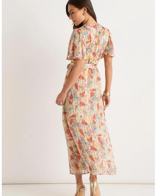 Gini London Multicolor Floral Jacquard Chiffon Midi Dress