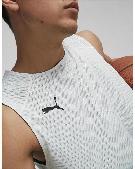 PUMA Green Hoops Team Reverse Practice Performance Basketball Jersey for men