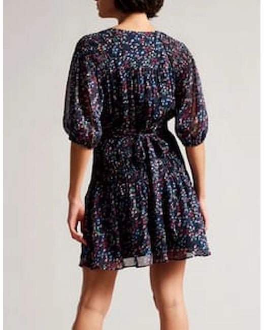 Ted Baker Blue Casadee Smock Panel Wrap Mini Dress