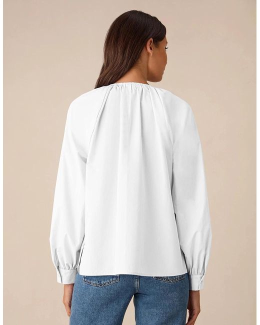 Ro&zo White Cotton Gathered Shirt