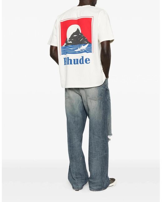 Rhude White Moonlight Regatta Tee for men