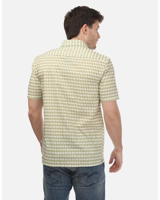 Ted Baker Green Furbo Regular Fit Micro Leaf Shirt for men