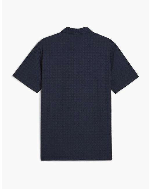 PUMA Blue Mattr Houndstooth Short Sleeve Performance Polo Shirt for men