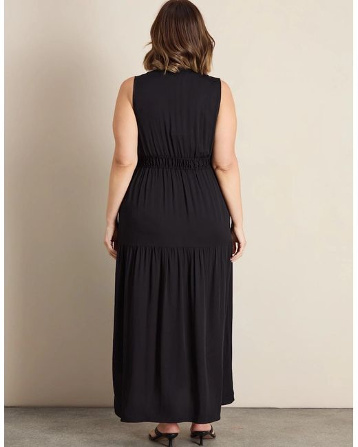 Live Unlimited London Black Tiered Sleeveless Maxi Dress