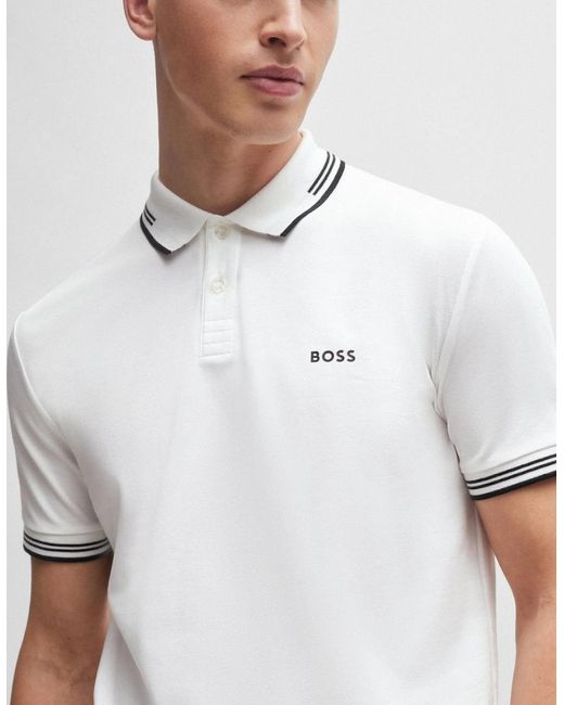 Boss White Boss Paul Short Sleeve Polo Shirt With Contrast Tipping Nos for men