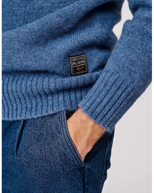 aubi Blue Prestwick Shetland Crew for men