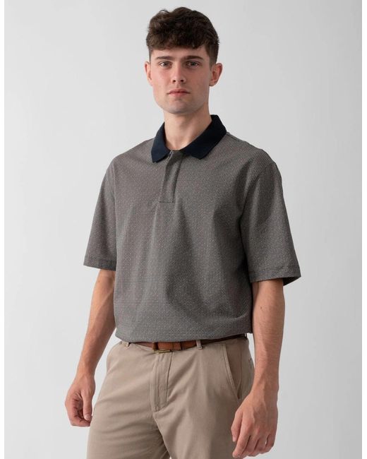 ARMANI EXCHANGE Gray Aop Logo Pattern Polo Shirt for men