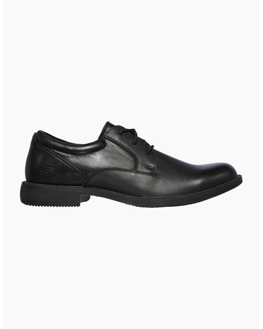 Skechers Black Dreston Rasmiss Leather Standard Lace-Up Shoes for men