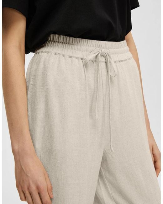 SELECTED Natural Femme Viva-Gulia Heavyweight Long Linen Pant Sandshell