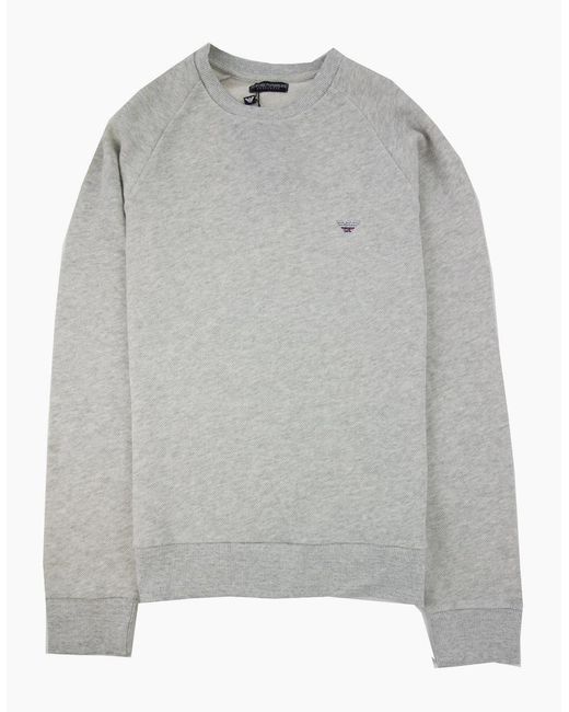 Emporio Armani Gray Eagle Logo Light Fleece Sweatshirt Marl for men