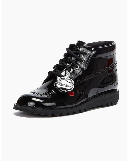 Kickers Black Kick Hi Patent Boots