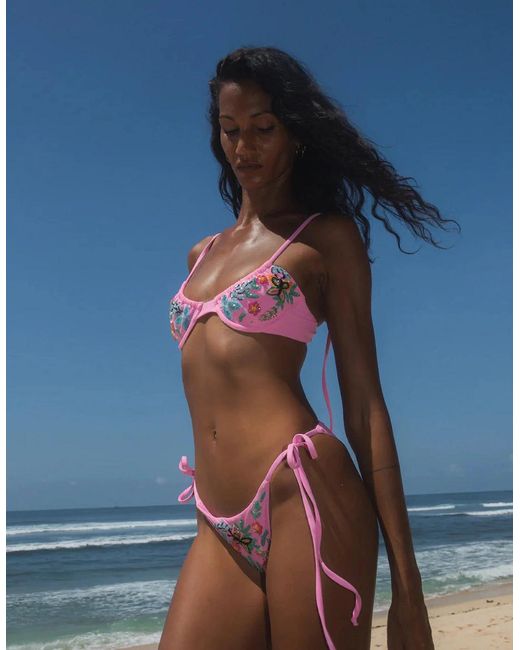 Oceanus Blue Los Angeles Hand-Embroidered Underwire Multi Color