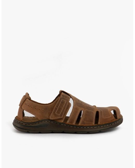 Josef Seibel Brown Maverick 01 Leather Sandals Chestnut for men