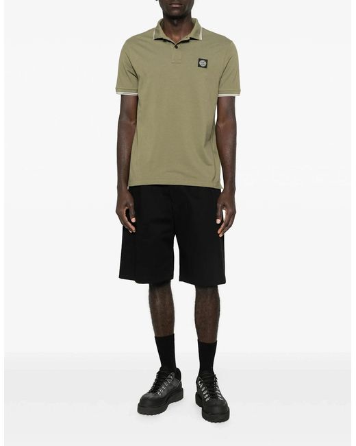 Stone Island Green S0018 Patch Logo Polo for men