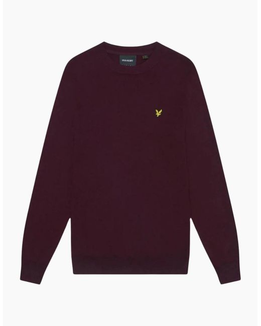 Lyle & Scott Purple Lyle & Scott Crew Neck Rich Burgundy Pull Over Jumper for men