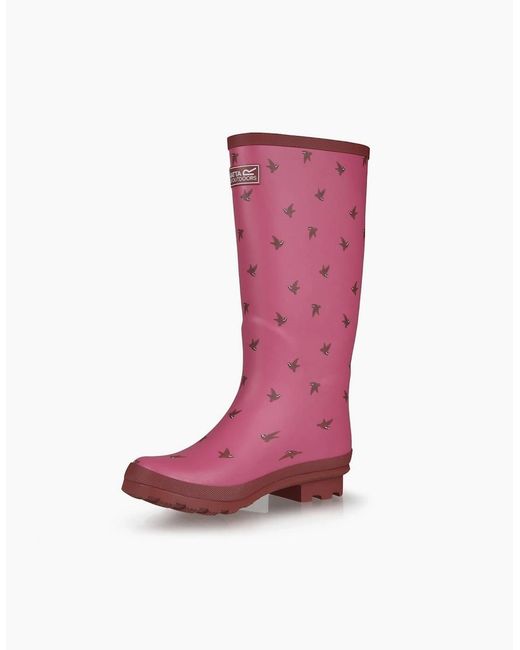 Regatta Purple Lady Fairweath Graphic Print Wellington Boots