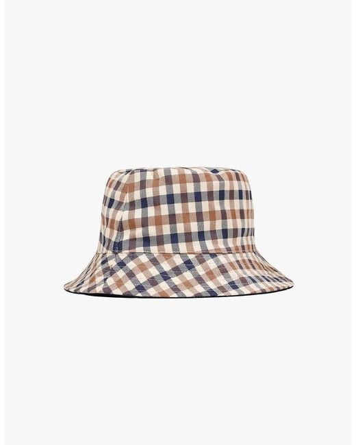 Aquascutum White Reversible Cotton Bucket Hat for men