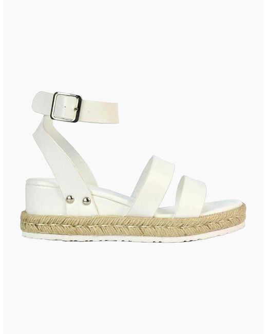 XY London White Ladies Brook Platform Low Wedge Sandals