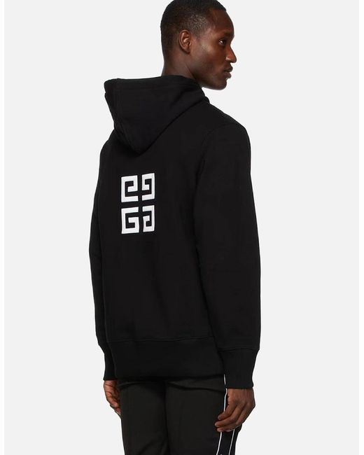 Givenchy Black 4G Logo Embroidered Hooded Sweatshirt for men