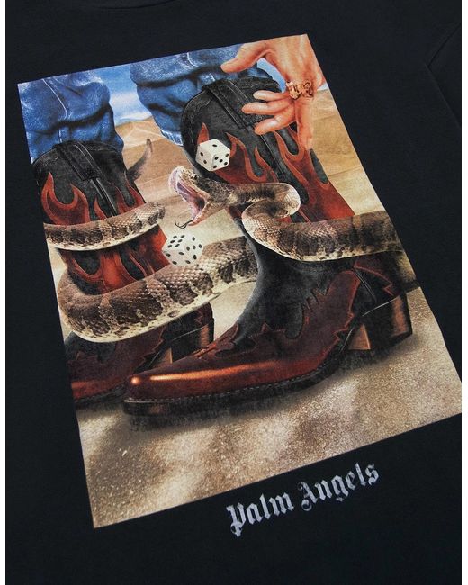 Palm Angels Black Dice Game Classic T Shirt Multi for men
