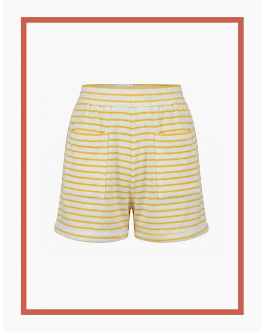 Nooki Design White Talinn Towelling Cotton Striped Shorts