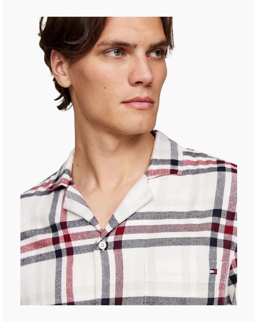 Tommy Hilfiger White Tartan Flannel Pyjama Set, Heritage Plaid Ivory for men